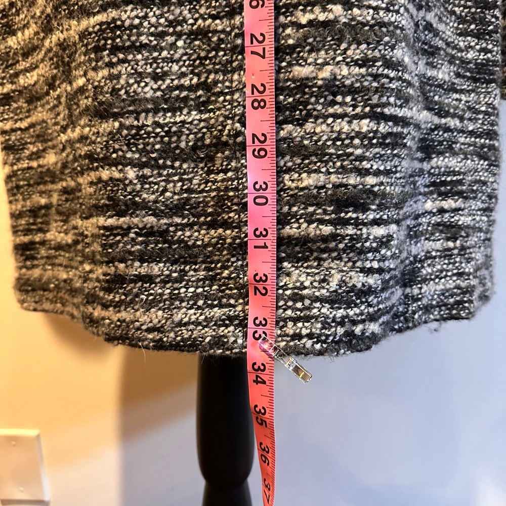 Catherine Malandrino Black White Boucle Hooded Belted Coat | Minimal Luxe Winter - Picture 7 of 13